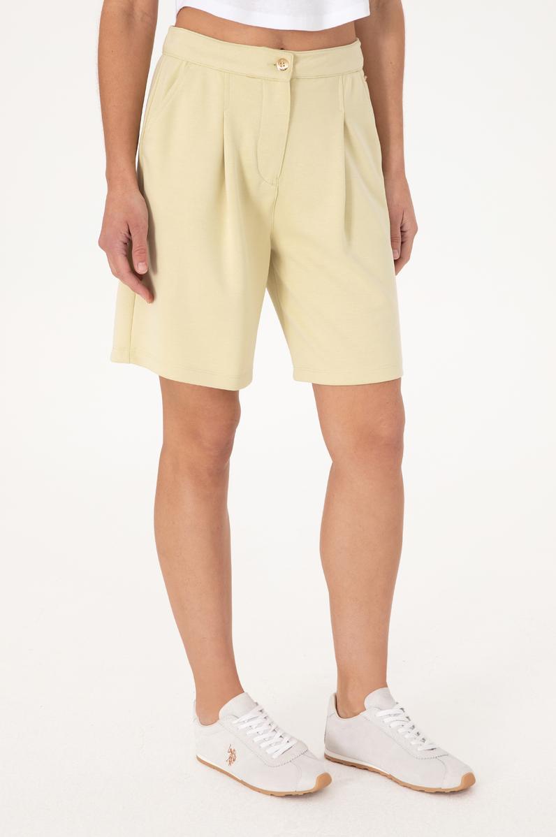 Kadın Açık Haki Modal Karışımlı Örme Şort