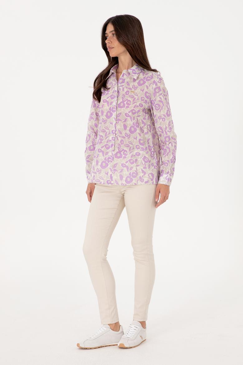 Kadın Lila Uzun Kollu Gömlek - 50299403022