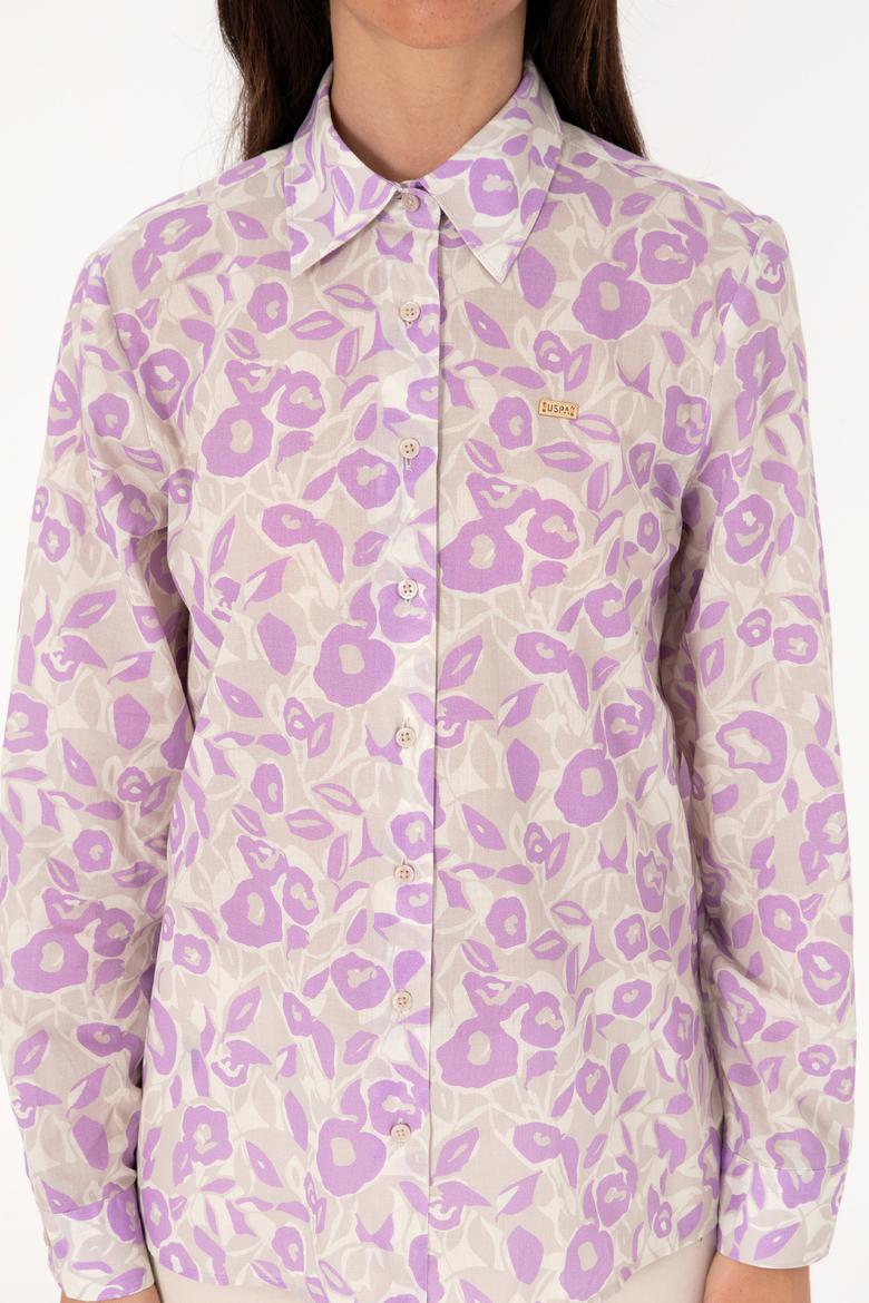 Kadın Lila Uzun Kollu Gömlek - 50299403022
