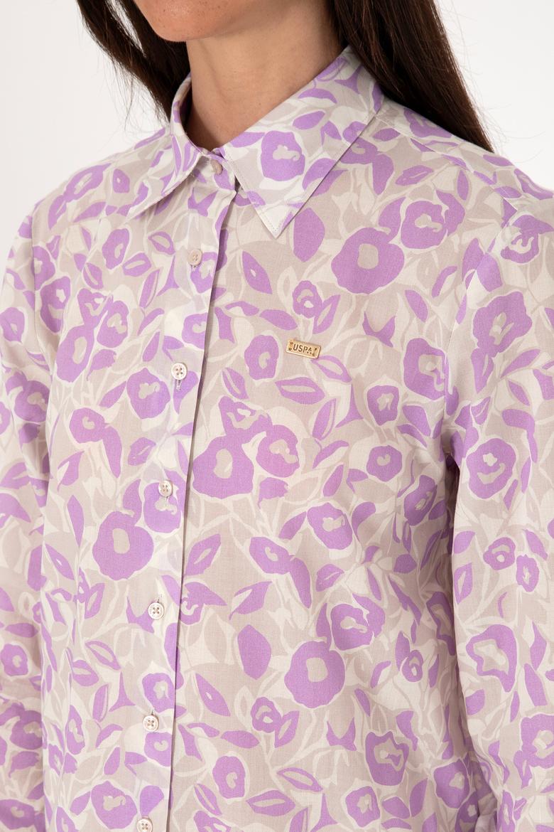 Kadın Lila Uzun Kollu Gömlek - 50299403022