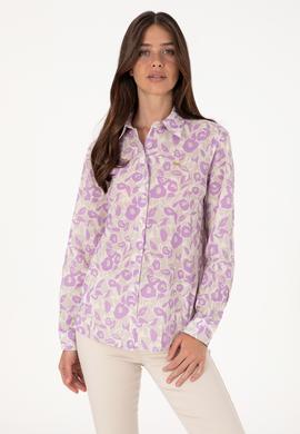 Kadın Lila Uzun Kollu Gömlek - 50299403022
