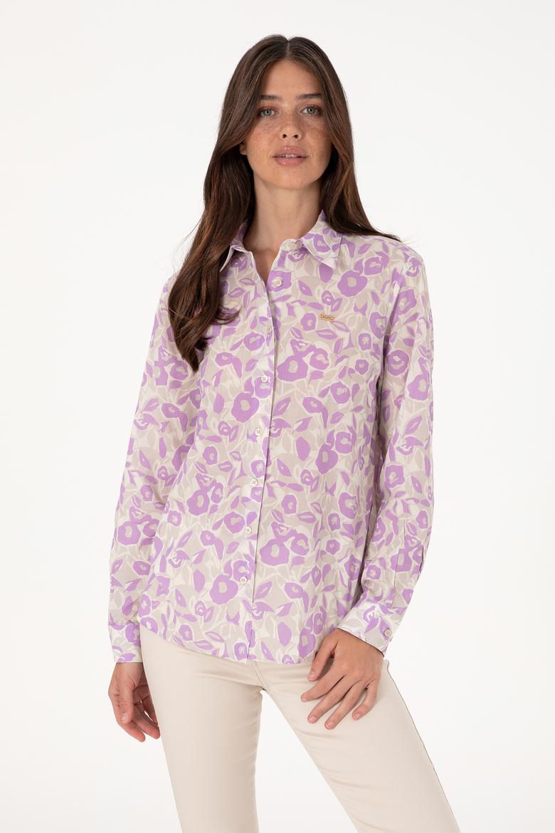 Kadın Lila Uzun Kollu Gömlek