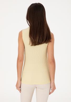 Kadın Açık Haki Kolsuz Dik Yaka Tişört - 50300749004