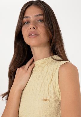 Kadın Açık Haki Kolsuz Dik Yaka Tişört - 50300749004