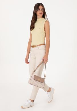 Kadın Açık Haki Kolsuz Dik Yaka Tişört - 50300749004