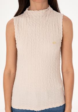 Kadın Taş Kolsuz Dik Yaka Tişört - 50300749023