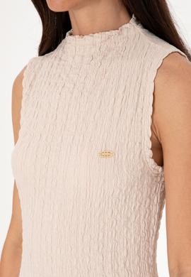 Kadın Taş Kolsuz Dik Yaka Tişört - 50300749023