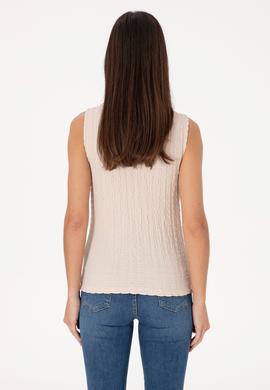 Kadın Taş Kolsuz Dik Yaka Tişört - 50300749023