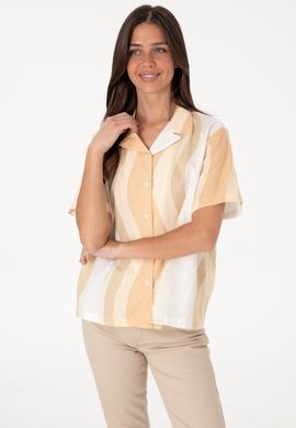 Kadın Camel Kısa Kollu Gömlek - 50305878004