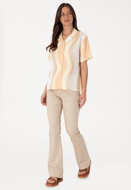 Kadın Camel Kısa Kollu Gömlek - 50305878004