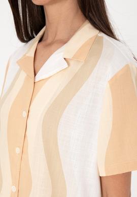 Kadın Camel Kısa Kollu Gömlek - 50305878004