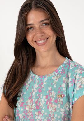Kadın Aqua Desenli Bisiklet Yaka Tişört - 50300766006