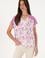Kadın Fuşya Desenli V Yaka Tişört