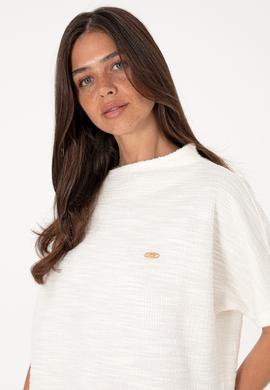 Kadın Ekru Dik Yaka Tişört - 50305889007