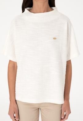 Kadın Ekru Dik Yaka Tişört - 50305889007