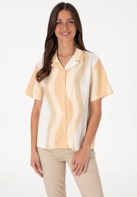 Kadın Camel Kısa Kollu Gömlek - 50305878004