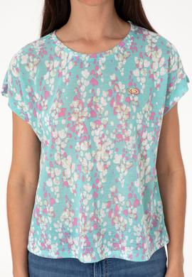 Kadın Aqua Desenli Bisiklet Yaka Tişört - 50300766006