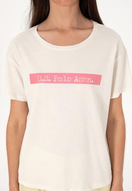 Kadın Krem Bisiklet Yaka Tişört - 50299669009