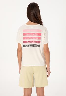 Kadın Krem Bisiklet Yaka Tişört - 50299669009