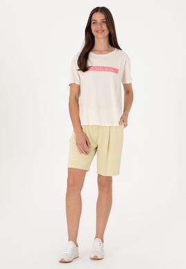 Kadın Krem Bisiklet Yaka Tişört - 50299669009