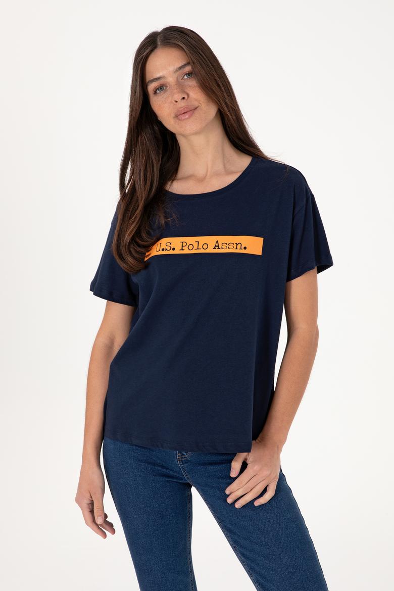 Kadın Lacivert Bisiklet Yaka Tişört - 50299669006