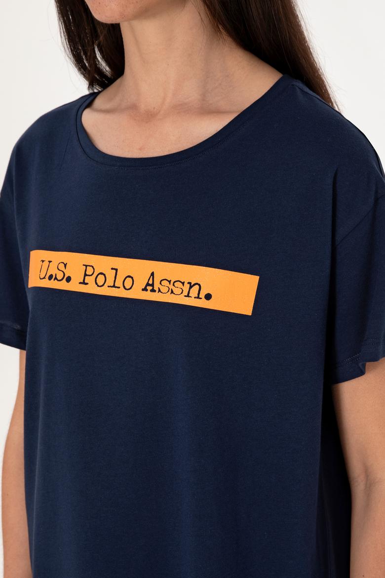 Kadın Lacivert Bisiklet Yaka Tişört - 50299669006