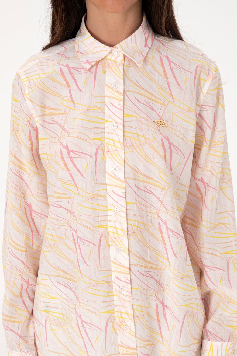 Kadın Hardal Uzun Kollu Gömlek - 50299435018