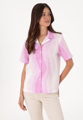 Kadın Fuşya Kısa Kollu Gömlek - 50305878010