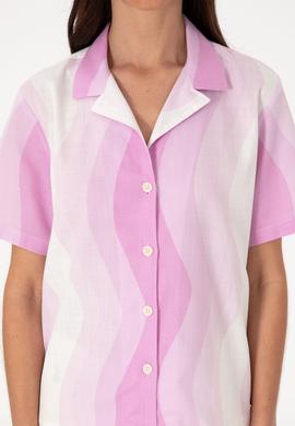 Kadın Fuşya Kısa Kollu Gömlek - 50305878010