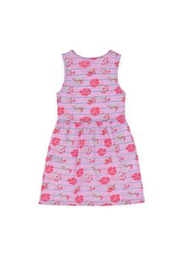 Kız Çocuk Açık Pembe Bisiklet Yaka A-Form Desenli Örme Elbise - 50306245001