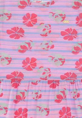 Kız Çocuk Açık Pembe Bisiklet Yaka A-Form Desenli Örme Elbise - 50306245001