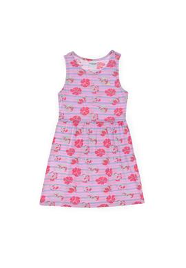 Kız Çocuk Açık Pembe Bisiklet Yaka A-Form Desenli Örme Elbise - 50306245001