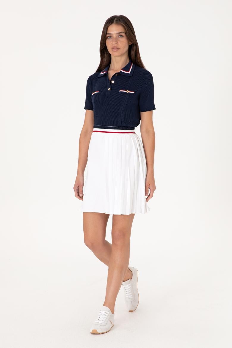 Kadın Beyaz Mini Boy Triko Etek - 50299379001