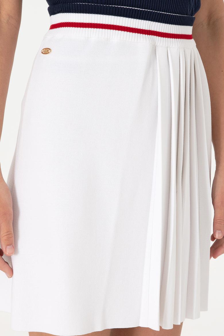 Kadın Beyaz Mini Boy Triko Etek - 50299379001