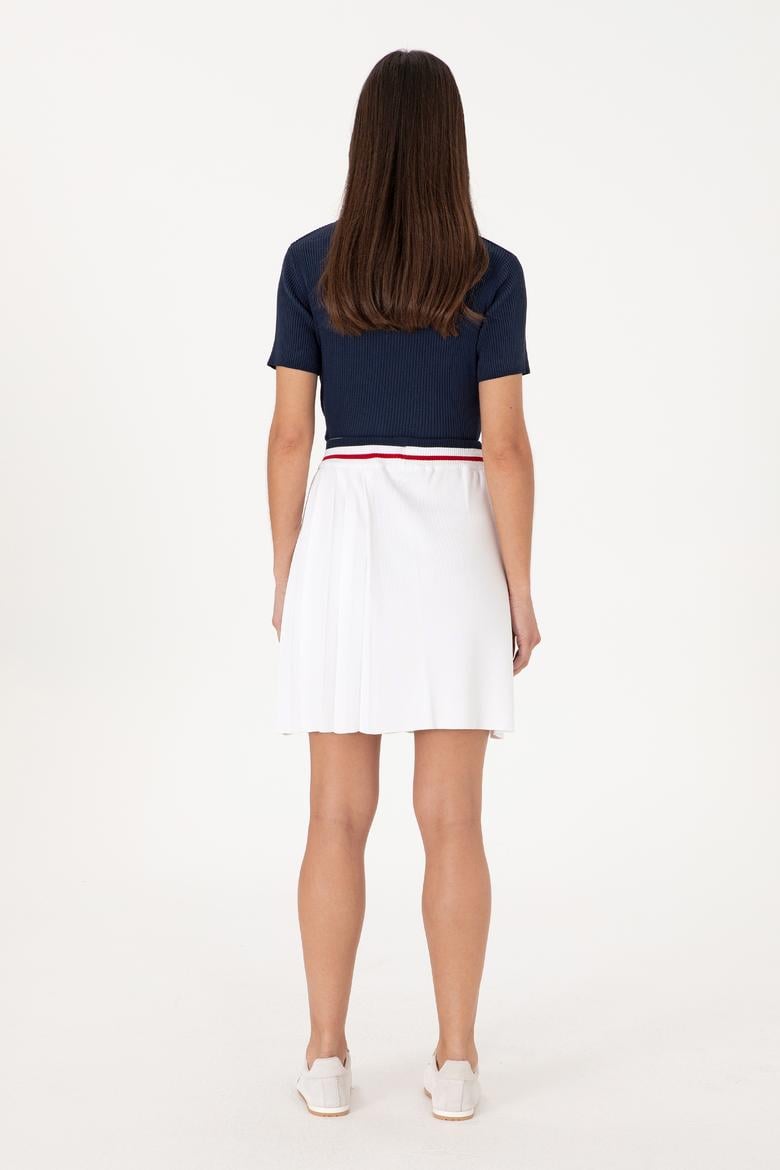Kadın Beyaz Mini Boy Triko Etek - 50299379001