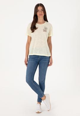 Kadın Limon Bisiklet Yaka Tişört - 50299755007