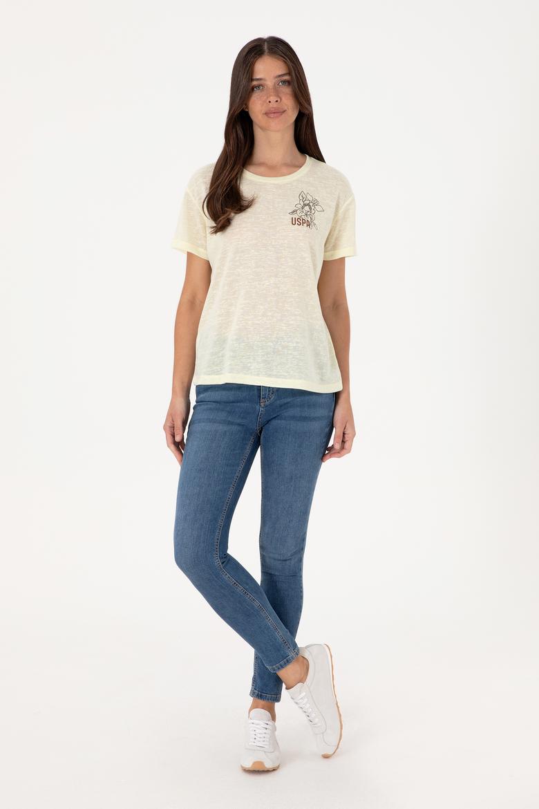 Kadın Limon Bisiklet Yaka Tişört - 50299755007