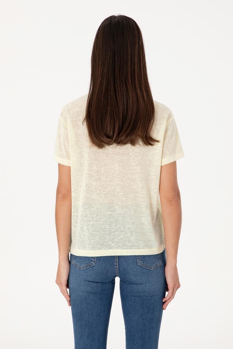 Kadın Limon Bisiklet Yaka Tişört - 50299755007