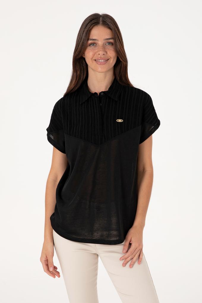Kadın Siyah Polo Yaka Tişört