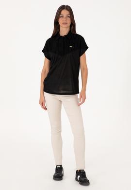 Kadın Siyah Polo Yaka Tişört - 50300663043