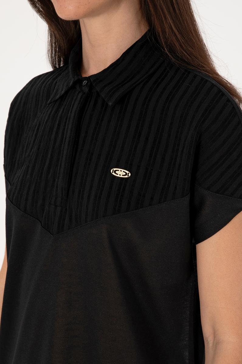 Kadın Siyah Polo Yaka Tişört