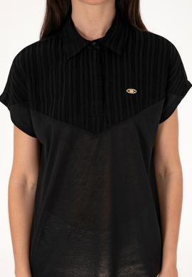 Kadın Siyah Polo Yaka Tişört - 50300663043