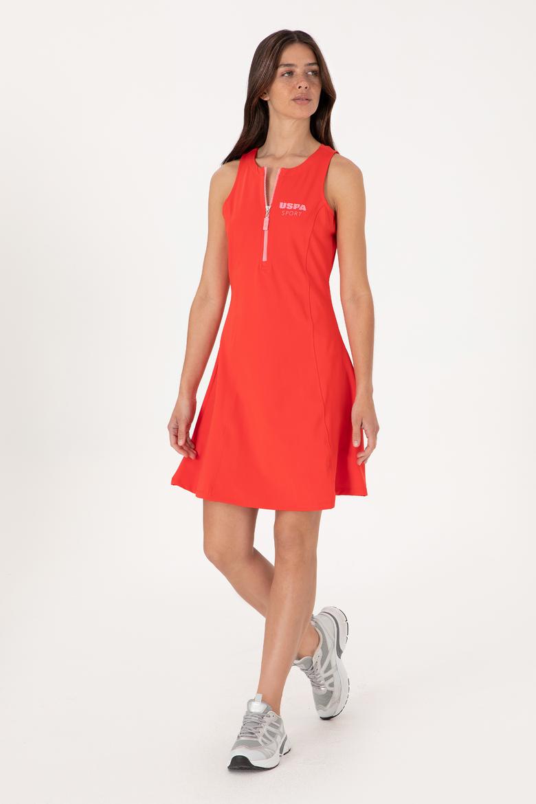 Kadın Kırmızı Kolsuz Mini Boy Örme Elbise