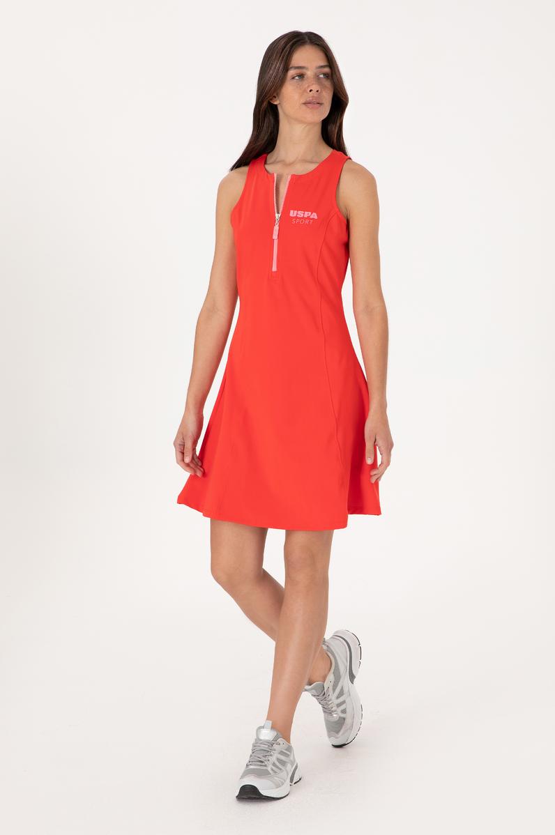 Kadın Kırmızı Kolsuz Mini Boy Örme Elbise