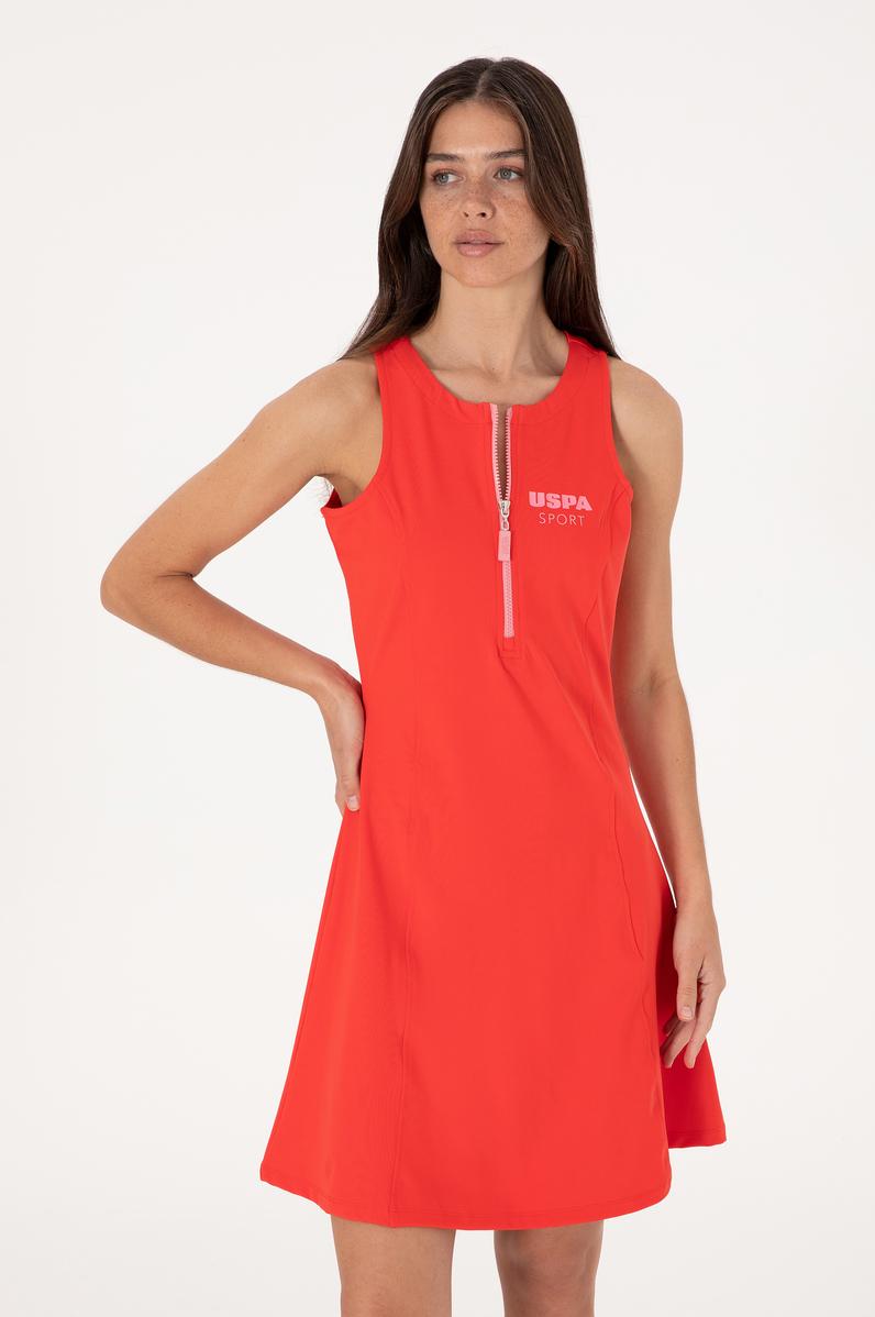 Kadın Kırmızı Kolsuz Mini Boy Örme Elbise