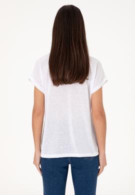 Kadın Beyaz Polo Yaka Tişört - 50300663036