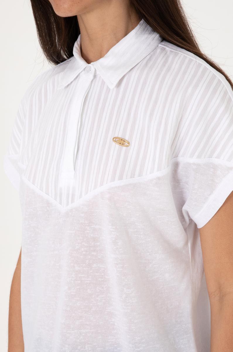 Kadın Beyaz Polo Yaka Tişört