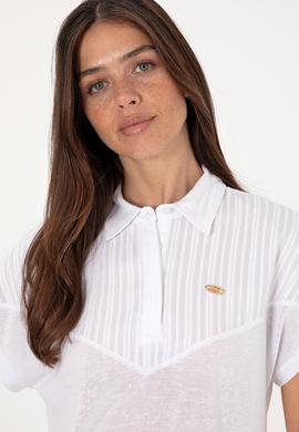 Kadın Beyaz Polo Yaka Tişört - 50300663036