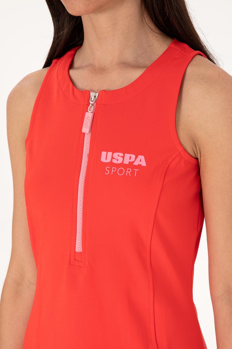 Kadın Kırmızı Kolsuz Mini Boy Örme Elbise