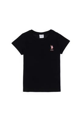 Kız Çocuk Siyah Bisiklet Yaka Basic Tişört - 50306210001